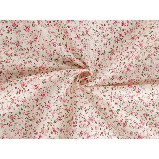 Cotton fabric / canvas small flowers - White (1 Meter)