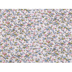Baumwollstoff mit kleinen blumen - Hellblau (1 Meter)