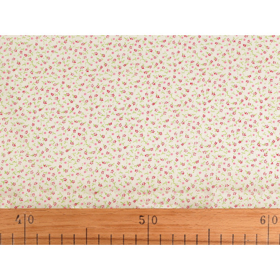 Cotton fabric / canvas with small flowers - Creamy light (1 Meter) Cotton fabric / canvas with small flowers - Creamy light (1 Meter)