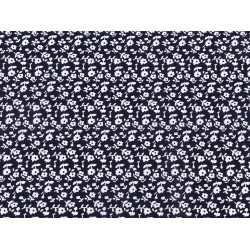 Cotton fabric / canvas,  blue print, small flowers - Blue dark (1 Meter)