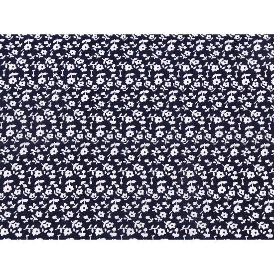 Cotton fabric / canvas, blue print, small flowers - Blue dark (1 Meter) Cotton fabric / canvas, blue print, small flowers - Blue dark (1 Meter)