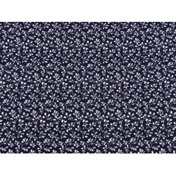Cotton fabric / canvas,  blue print, small flowers - Blue dark (1 Meter)