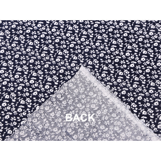 Cotton fabric / canvas, blue print, small flowers - Blue dark (1 Meter) Cotton fabric / canvas, blue print, small flowers - Blue dark (1 Meter)