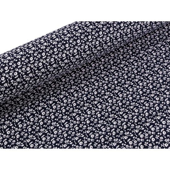Cotton fabric / canvas, blue print, small flowers - Blue dark (1 Meter) Cotton fabric / canvas, blue print, small flowers - Blue dark (1 Meter)