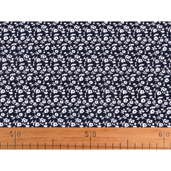 Cotton fabric / canvas, blue print, small flowers - Blue dark (1 Meter) Cotton fabric / canvas, blue print, small flowers - Blue dark (1 Meter)