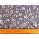 Organza halloween / czaszki z brokatem - White (1 Metr)