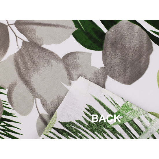 Cotton fabric / canvas, leaves - White (1 Meter)