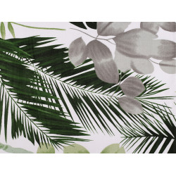 Cotton fabric / canvas, leaves - White (1 Meter)
