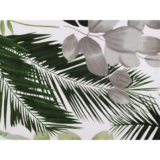 Cotton fabric / canvas, leaves - White (1 Meter)
