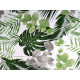 Cotton fabric / canvas, leaves - White (1 Meter)