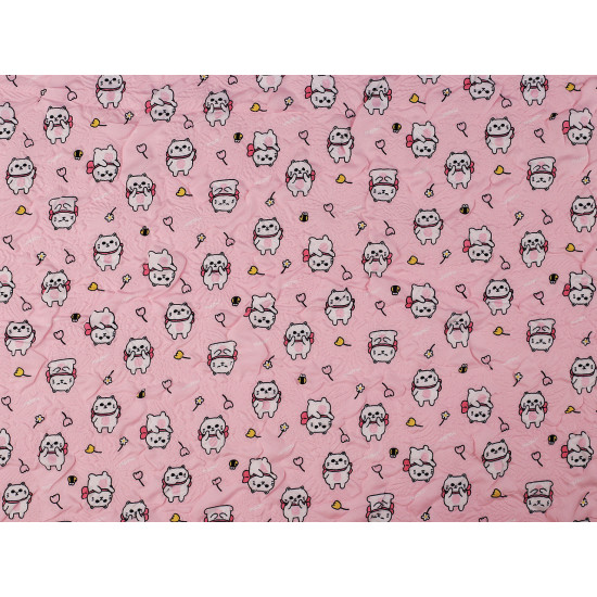 Reinforced crumpled polyester fabric, creased 3d effect, cats - Light pink (1 Meter) Reinforced crumpled polyester fabric, creased 3d effect, cats - Light pink (1 Meter)