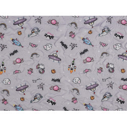 Reinforced crumpled polyester fabric, creased 3d effect, universe - Lightgrey (1 Meter)