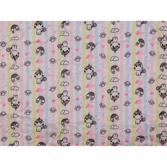 Reinforced crumpled polyester fabric, creased 3d effect, unicorn - Pale pink (1 Meter) Reinforced crumpled polyester fabric, creased 3d effect, unicorn - Pale pink (1 Meter)