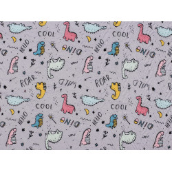 Reinforced crumpled polyester fabric, creased 3d effect, dinosaur - Lightgrey (1 Meter)