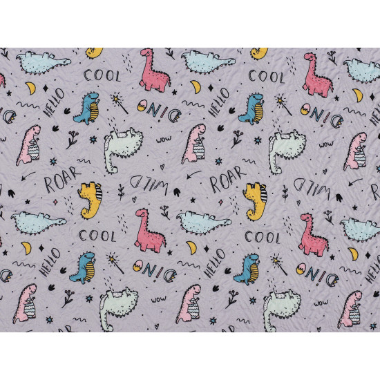Reinforced crumpled polyester fabric, creased 3d effect, dinosaur - Lightgrey (1 Meter)