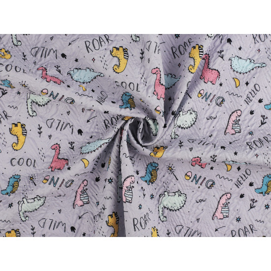 Reinforced crumpled polyester fabric, creased 3d effect, dinosaur - Lightgrey (1 Meter)