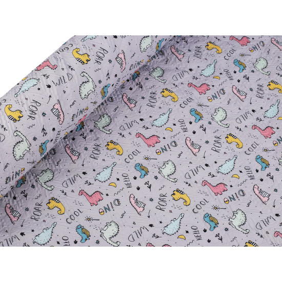 Reinforced crumpled polyester fabric, creased 3d effect, dinosaur - Lightgrey (1 Meter)