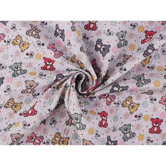 Reinforced crumpled polyester fabric, creased 3d effect, teddy bear - Very light grey (1 Meter) Reinforced crumpled polyester fabric, creased 3d effect, teddy bear - Very light grey (1 Meter)