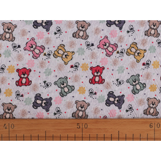Reinforced crumpled polyester fabric, creased 3d effect, teddy bear - Very light grey (1 Meter) Reinforced crumpled polyester fabric, creased 3d effect, teddy bear - Very light grey (1 Meter)