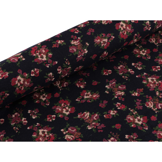 Cotton fabric / canvas with a looser weave, flowers - Blue dark (1 Meter) Cotton fabric / canvas with a looser weave, flowers - Blue dark (1 Meter)