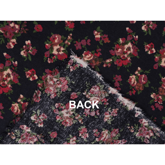 Cotton fabric / canvas with a looser weave, flowers - Blue dark (1 Meter) Cotton fabric / canvas with a looser weave, flowers - Blue dark (1 Meter)