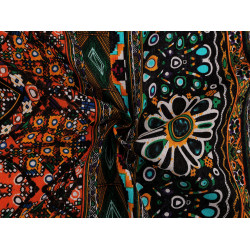 Cotton fabric / canvas with a thinner weave, ethno - Black (1 Meter)
