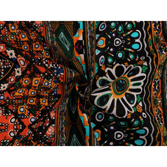 Cotton fabric / canvas with a thinner weave, ethno - Black (10 Meters) Cotton fabric / canvas with a thinner weave, ethno - Black (10 Meters)