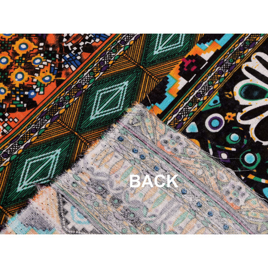 Cotton fabric / canvas with a thinner weave, ethno - Black (10 Meters) Cotton fabric / canvas with a thinner weave, ethno - Black (10 Meters)