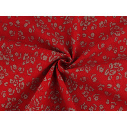 Cotton fabric / canvas with a looser weave, flowers - Red (1 Meter)