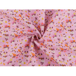 Cotton fabric / canvas with a thinner weave, small flowers - Light pink (1 Meter)