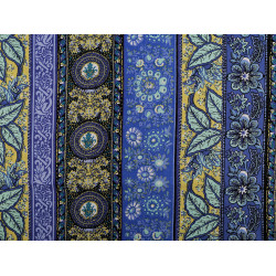 Cotton fabric / canvas with a thinner weave, oriental - Blue (1 Meter)