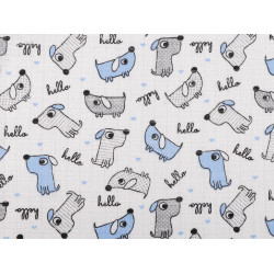 Cotton cloth / muslin fabric, dogs - White (1 Meter)