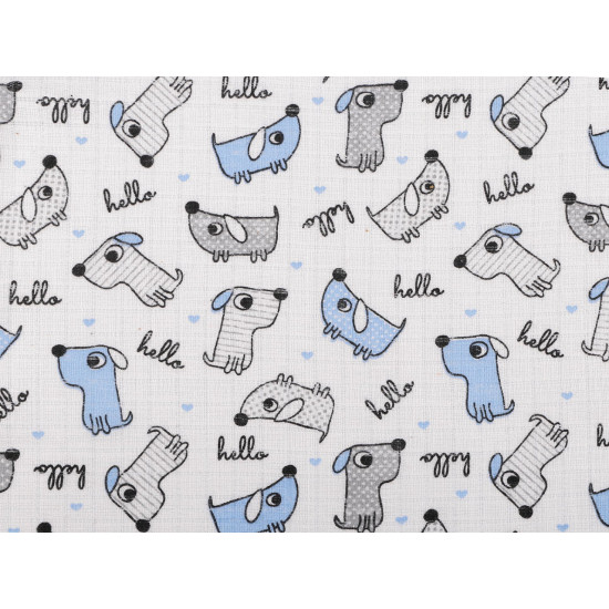 Cotton cloth / muslin fabric, dogs - White (1 Meter)