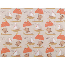 Cotton fabric / canvas, animals - Lightbeige (1 Meter)