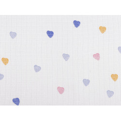 Cotton diaper cloth / muslin, heart - White (1 Meter)