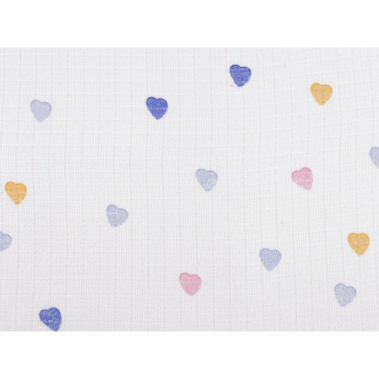 Cotton diaper cloth / muslin, heart - White (1 Meter)