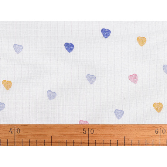 Cotton diaper cloth / muslin, heart - White (1 Meter)