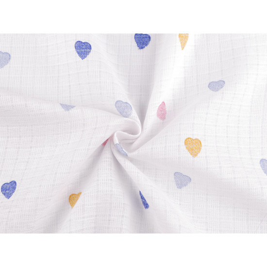 Cotton diaper cloth / muslin, heart - White (1 Meter)
