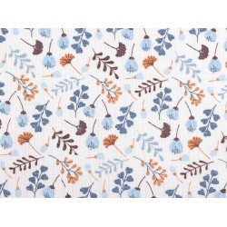 Cotton cloth / muslin fabric, plants - White (1 Meter)