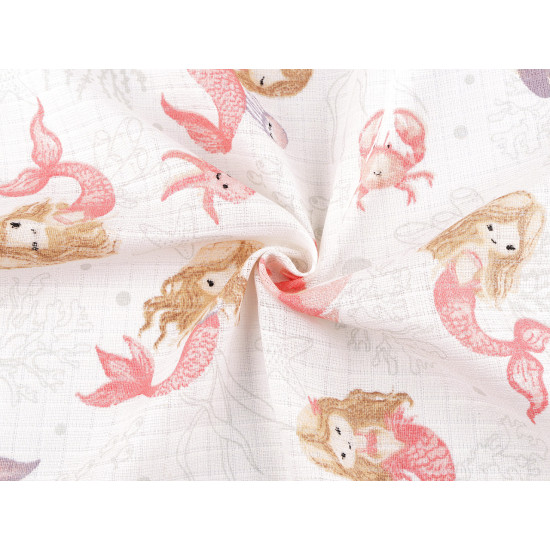 Cotton cloth/muslin fabric, mermaid - White (1 Meter)