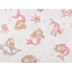 Cotton cloth/muslin fabric, mermaid - White (1 Meter)