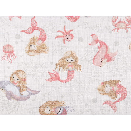 Cotton cloth/muslin fabric, mermaid - White (1 Meter)