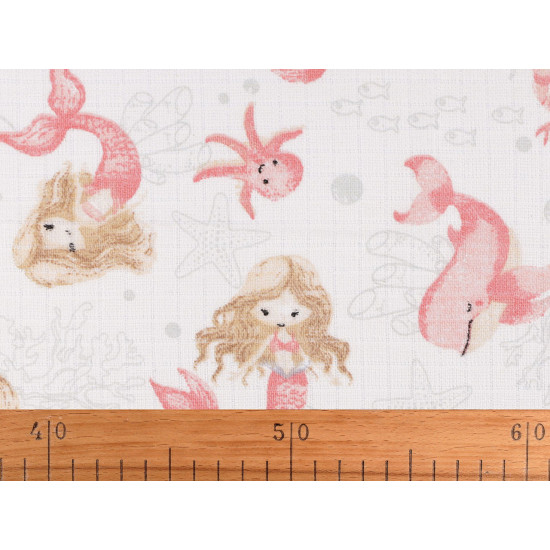 Cotton cloth/muslin fabric, mermaid - White (1 Meter)