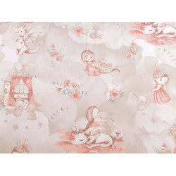 Cotton fabric / canvas, baby girl - Lightbeige (1 Meter)