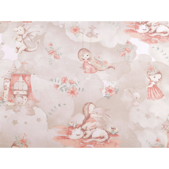 Cotton fabric / canvas, baby girl - Lightbeige (1 Meter)