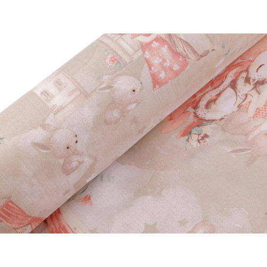 Cotton fabric / canvas, baby girl - Lightbeige (1 Meter)