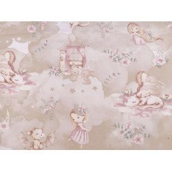 Cotton fabric / canvas, baby girl - Lightbeige (1 Meter)