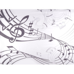 Cotton fabric/canvas, music notes - White (1 Meter)
