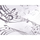 Cotton fabric/canvas, music notes - White (1 Meter)