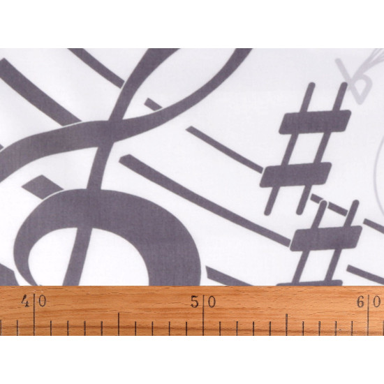 Cotton fabric/canvas, music notes - White (1 Meter)